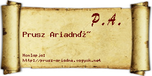 Prusz Ariadné névjegykártya